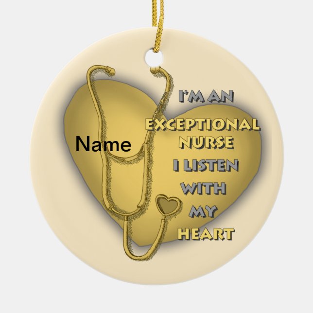 Gelbherzkrankenschwester Keramik Ornament (Vorne)