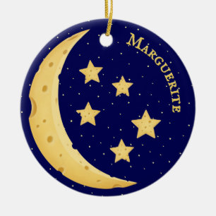 Gelbkäse Mond & Stars Personalisiert Keramik Ornament