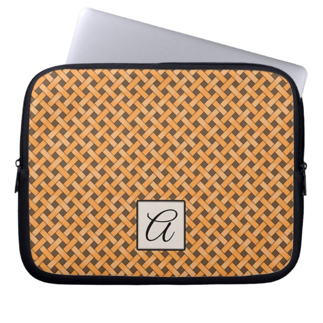 Gelbkörniger Rattan auf Kundenbindung mit Monogram Laptopschutzhülle (Vorderseite)