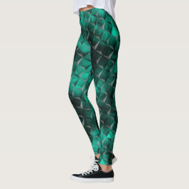 Gelblich-blaues Türkis, 3D-Dreieck Leggings
