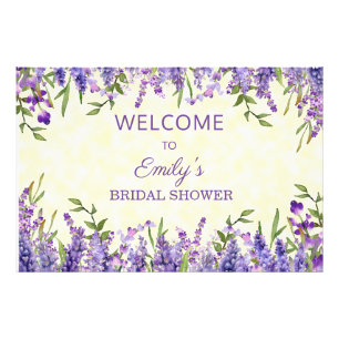 Gelbliche lila Aquarell-Blumen-Brautparty Fotodruck