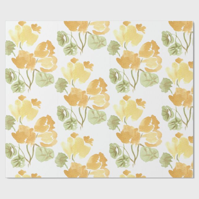 Gelbliche Mattverpackung mit Blüten Geschenkpapier (Flach)
