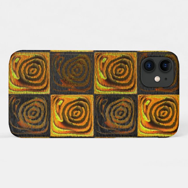 Gelbliche Quadrate und Kreise in rustikalem Mosaik Case-Mate iPhone Hülle (Rückseite (Horizontal))