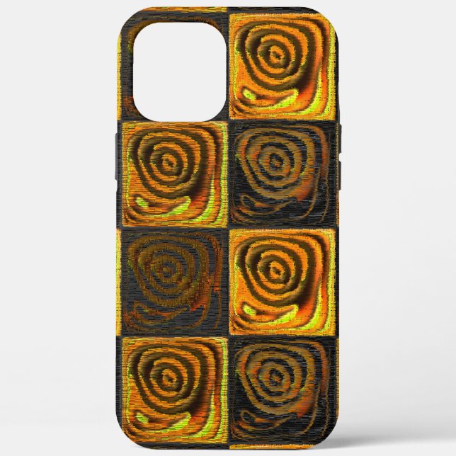 Gelbliche Quadrate und Kreise in rustikalen Mosaik Case-Mate iPhone Hülle (Rückseite)