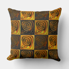 Gelbliche Quadrate und Kreise in rustikalen Mosaik Kissen
