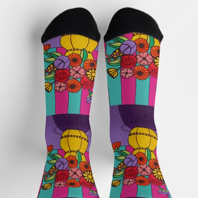 Gelbliche Vase Socken (Oben)