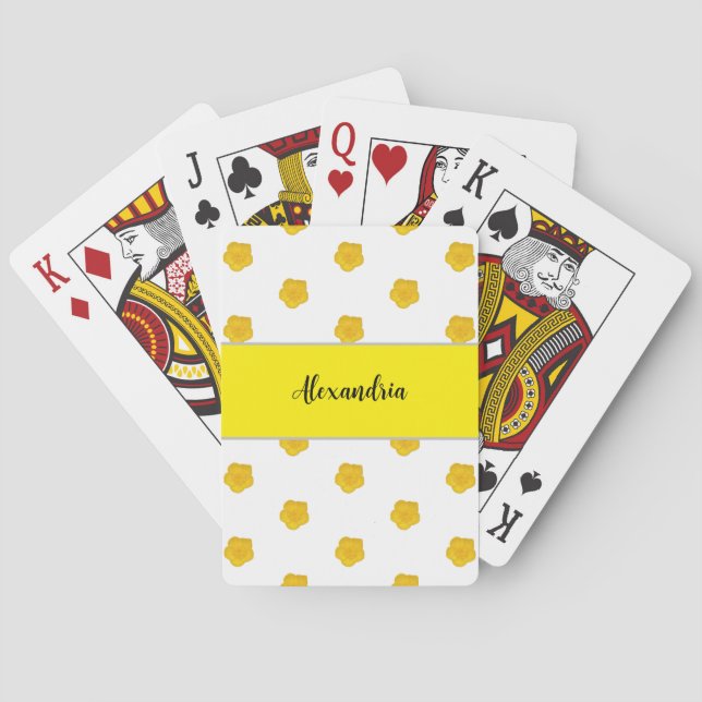 Gelbliche Wildblume mit individuellem Namen oder M Spielkarten (Rückseite)