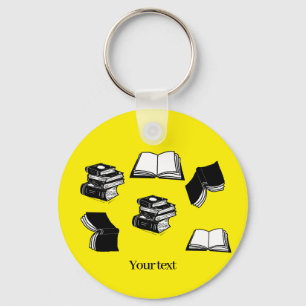 Gelbliches Büchernarr Bibliothekar Buch Muster Schlüsselanhänger