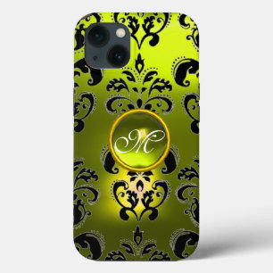 GELBLICHES SCHWARZES DAMASK GEMSTONE MONOGRAMM Case-Mate iPhone HÜLLE
