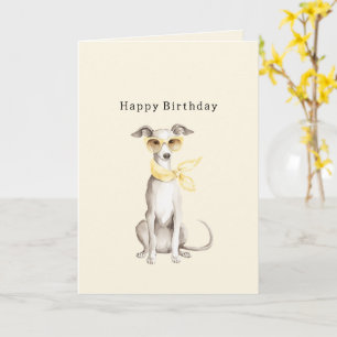 Gelbliches Tuch Weiße Hund Geburtstag Karte
