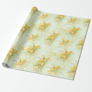 Gelbliches Vintage-Narzissen-Blumenmuster-Geschenk Geschenkpapier