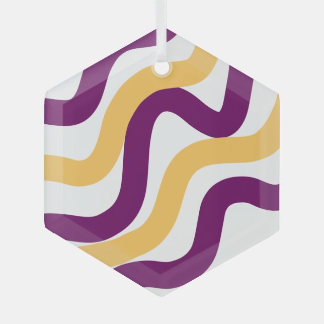 Gelbmarron, rote, kurvenförmige Linien, gewelltes  Ornament Aus Glas (Vorderseite)