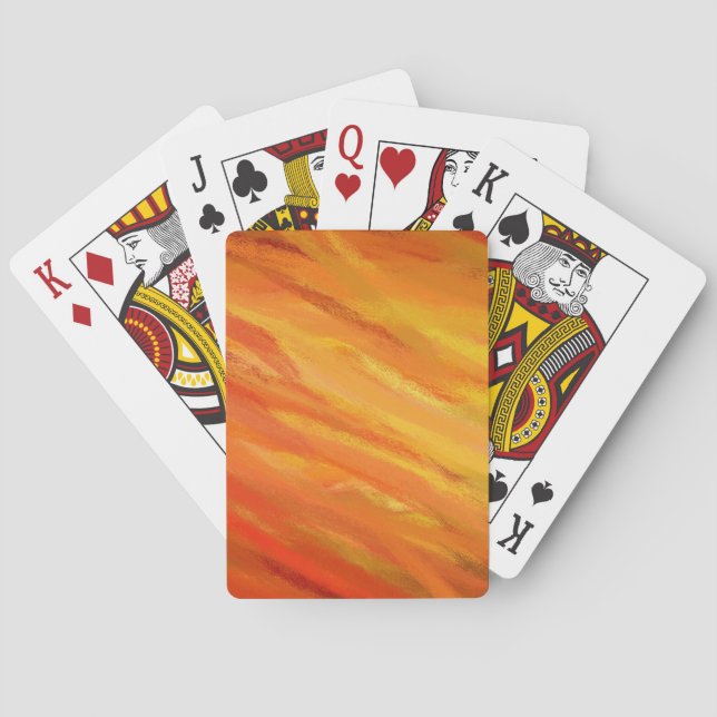 Gelborange Abstrakte Kunstmalerei Spielkarten (Rückseite)