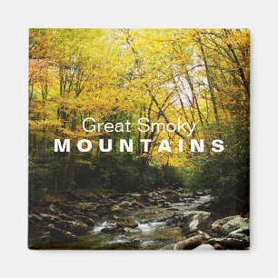 Gelborange Herbstmagnet Große rauchige Berge Magnet