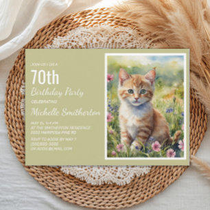 Gelborange Kitten Katzenliebhaber 70. Geburtstag Einladung