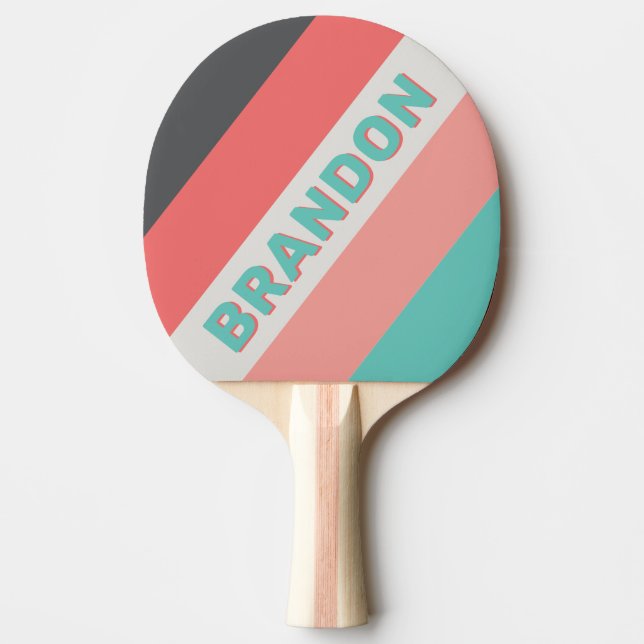 Gelborange Koralle, gewebt mit Namen gestrichen Tischtennis Schläger (Vorderseite)