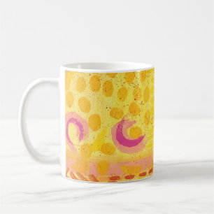 Gelborange Korallen-Monde Abstrakte Malerei Kaffee Kaffeetasse