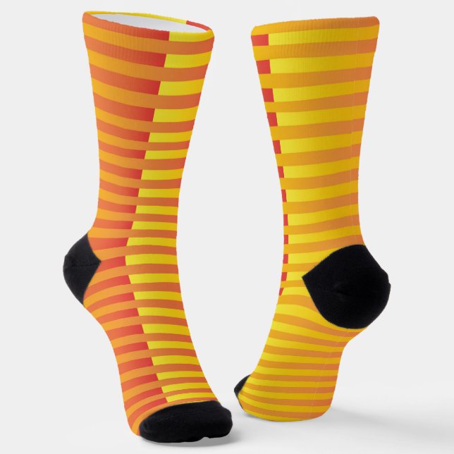 Gelborange Streifen Socken (Gewinkelt)