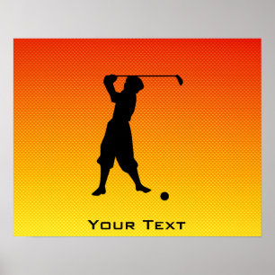 Gelborange Vintag Golfer Poster