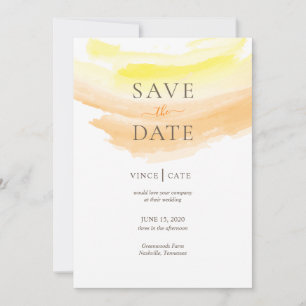 Gelborange Wasserfarbe Save The Date