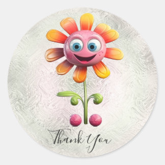 Gelbpinke Blume Runder Aufkleber