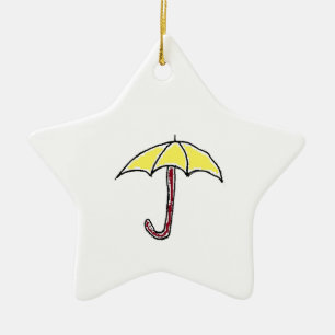 Gelbregen oder Sonnenschirmschirm-Cartoon Keramik Ornament