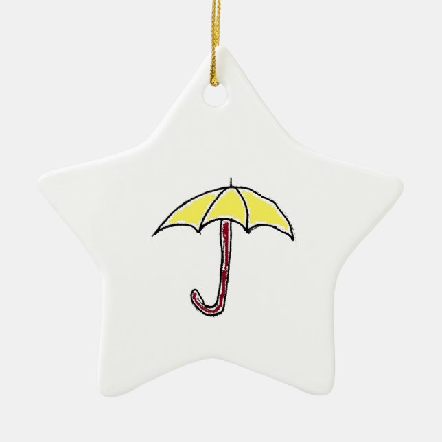 Gelbregen oder Sonnenschirmschirm-Cartoon Keramik Ornament (Vorne)