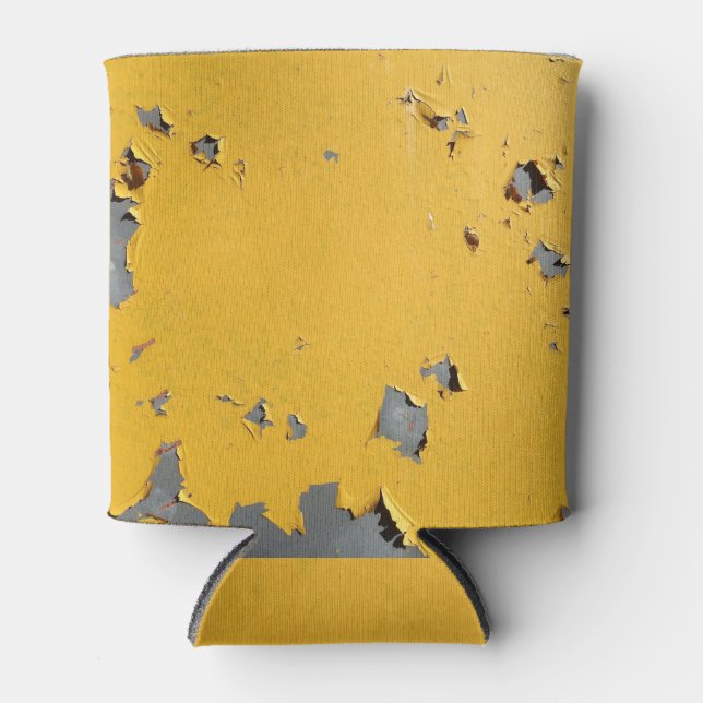 Gelbrisches Metall: schmutzige Textur. Dosenkühler (Vorderseite)