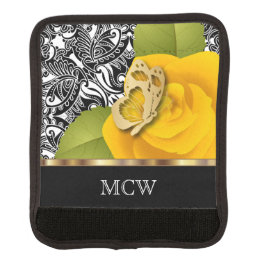 Gelbrosa Blumendesign| Monogramm Koffergriffwickel