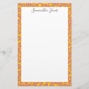 Gelbrosa Leoparden PERSONALISIERT Briefpapier