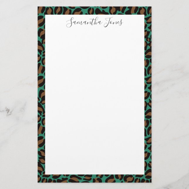 Gelbrosa Leoparden | PERSONALISIERT Briefpapier (Vorderseite)