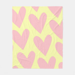 Gelbrosa Niedliches Herz-Y2K-Muster Fleecedecke
