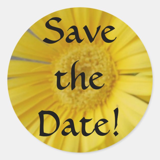 GelbSave the Date Runder Aufkleber (Vorderseite)