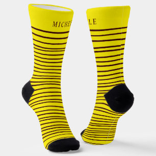 Gelbschwarz Horizontal Linien Streifen Individuell Socken