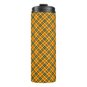 Gelbschwarz Kariertes Muster-57577 Thermosbecher