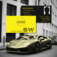 Gelbschwarz mit Monogramm-Logo und Foto