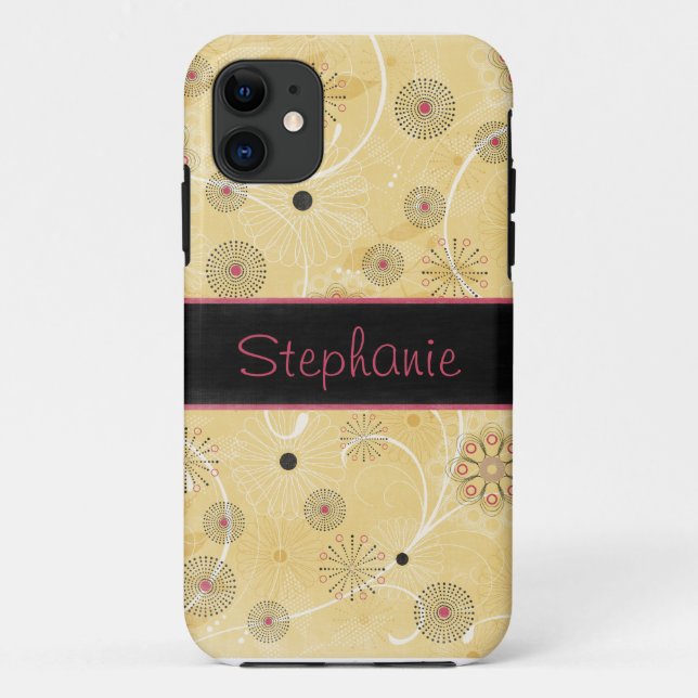 Gelbschwarz und rosa Personalisiert Case-Mate iPhone Hülle (Rückseite)