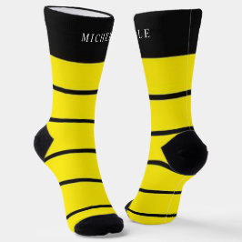 Gelbschwarzer Individuelle Name Socken
