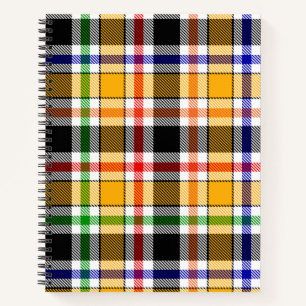 Gelbschwarzer Multicolor Flannel Kariert Tartan Notizbuch