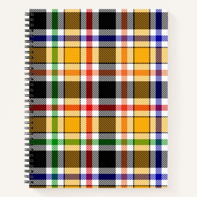 Gelbschwarzer Multicolor Flannel Kariert Tartan Notizbuch (Vorderseite)