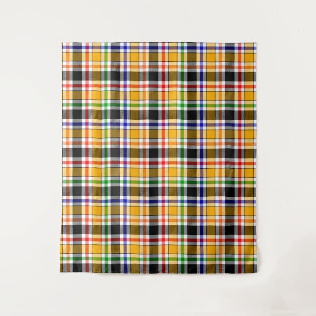 Gelbschwarzer Multicolor Flannel Kariert Tartan Wandteppich (Vorderseite)