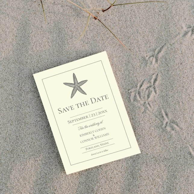 Gelbsternes Monogramm-Foto Save The Date (Yellow Starfish Monogram Photo Save the Date)
