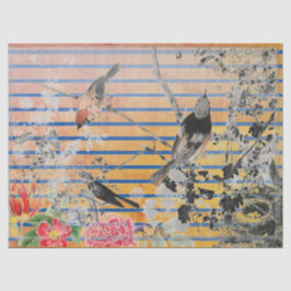 GELBSTREIFEN UND JAPANISCHES BIRD-TISSUPAPIER SEIDENPAPIER