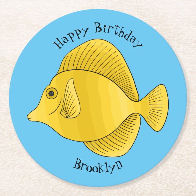 Gelbtang-Cartoon Runder Pappuntersetzer (Vorderseite)