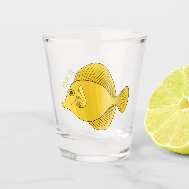Gelbtang-Cartoon Schnapsglas (Vorderseite)
