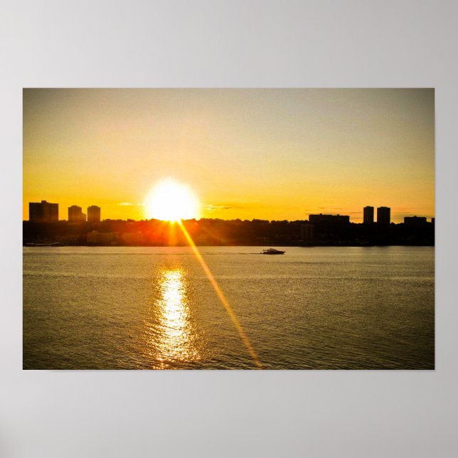GELBTER SONNENSATZ ÜBER DEM HUDSONFLUSS POSTER (Vorne)