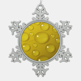 Gelbwassertropfen Hintergrund Schneeflocken Zinn-Ornament