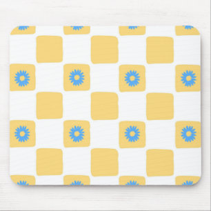 Gelbweiß mit blauem Blume-Muster Mousepad