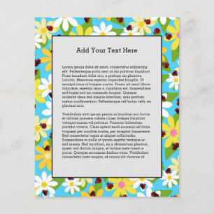 Gelbweiße Blume Roter Ladybug Käfer Flyer