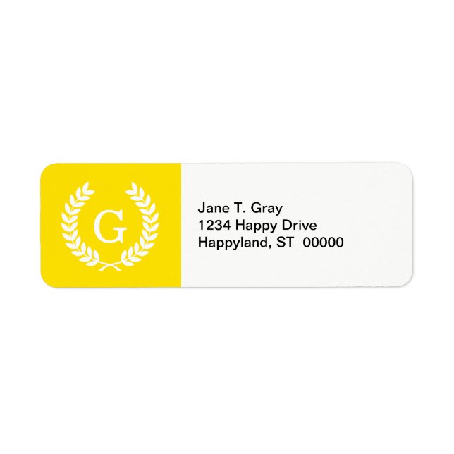 Gelbweiße Laurel Wreath Initial Monogram (Vorne)